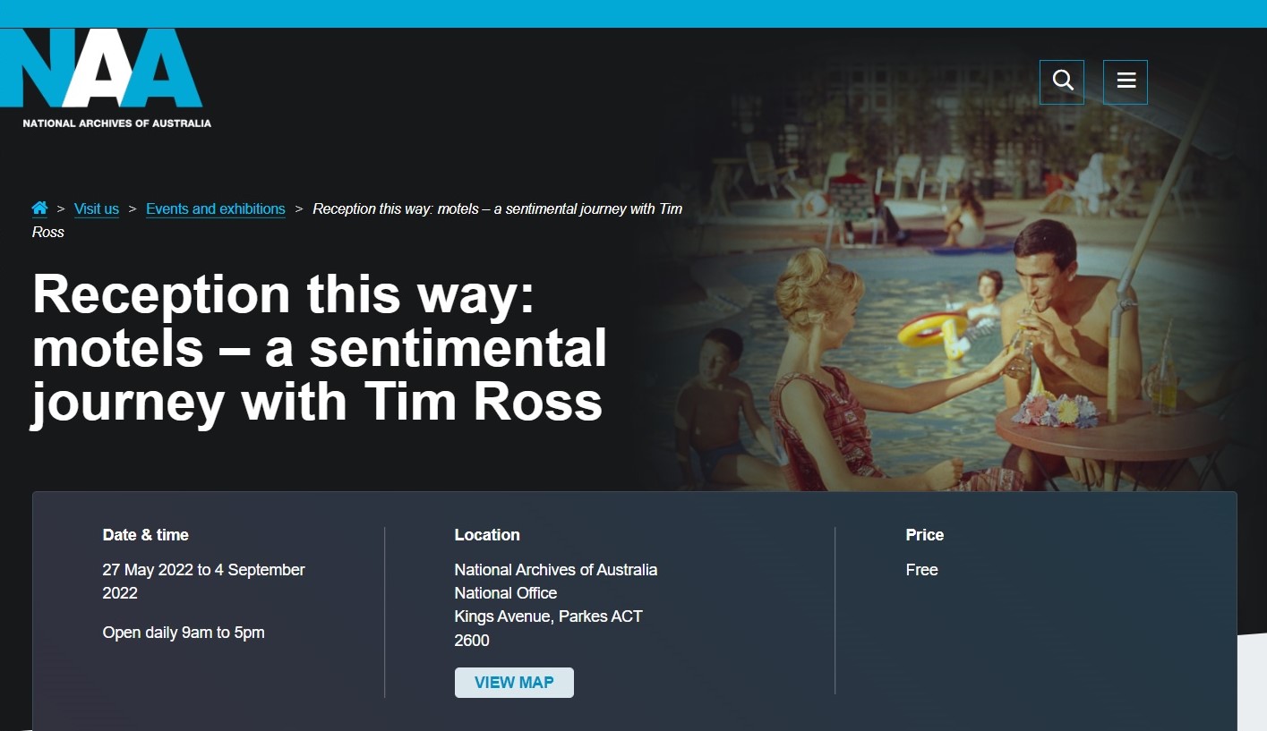 澳洲「跟著Tim Ross體驗汽車旅館旅行」特展